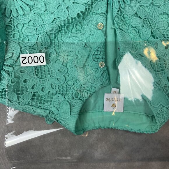 J. Marie Mint Green Floral Lace Dress With 3/4 Sleeves & Scalloped Edges - Picture 8 of 8